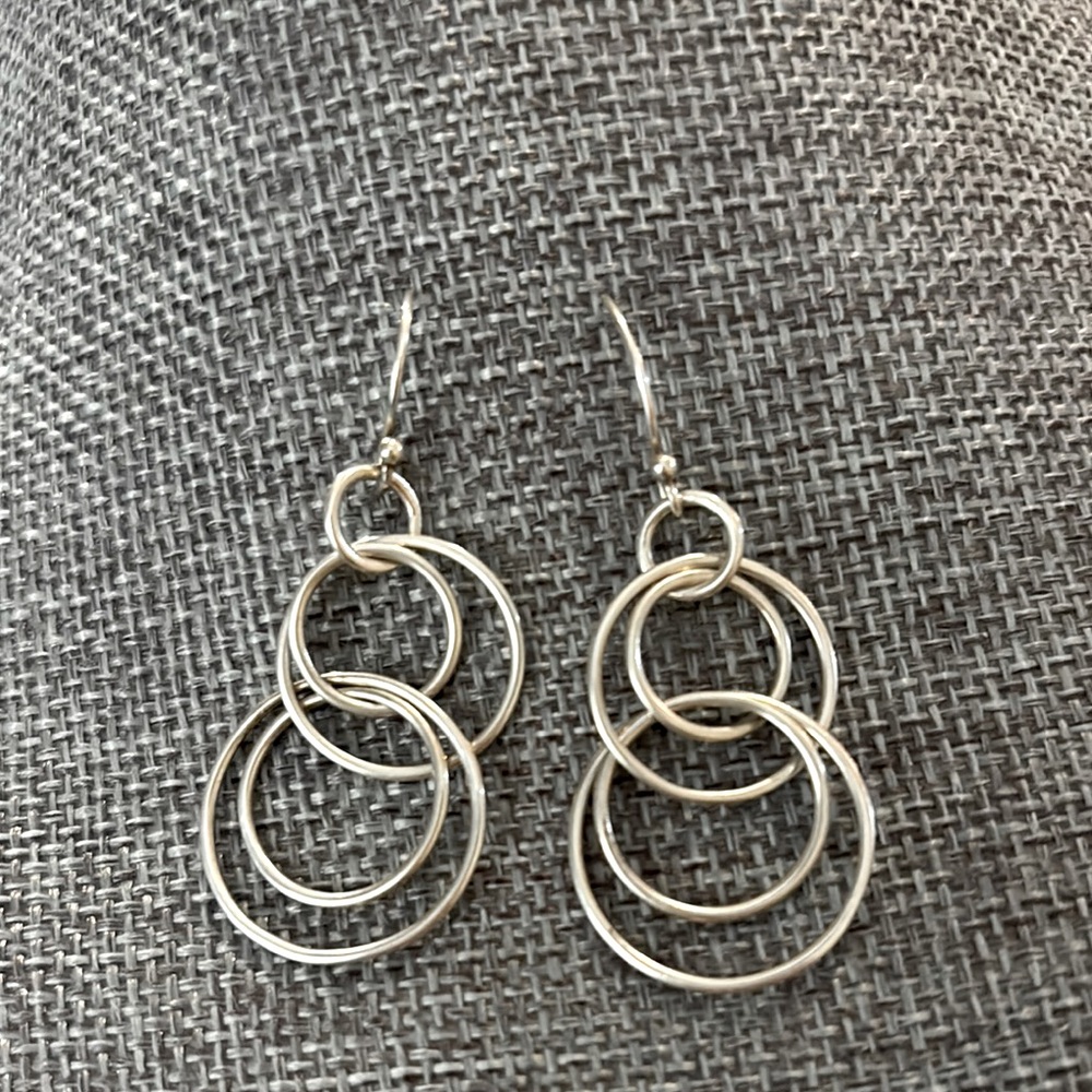 Vintage Sterling 925 multiple hoop dangle earrings